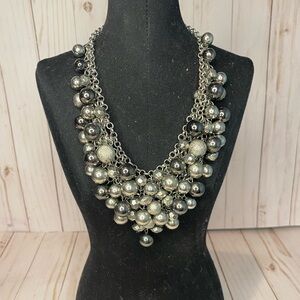 New York & Company Silver and Black Statement Necklace like new